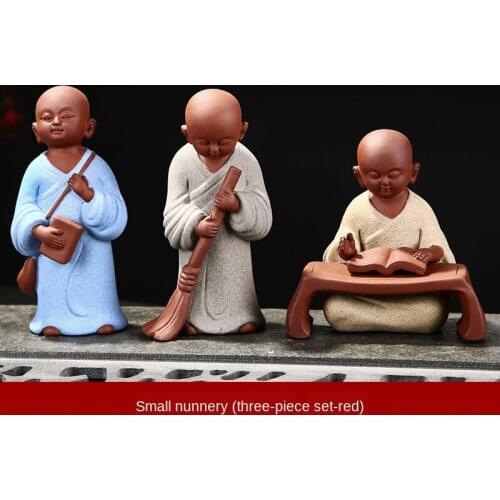 Zen Yixing Clay Small Monk Character Tea Carve Teaware Tea Set Chinese Style Ceramic Samanera Home Decorations and Accessories