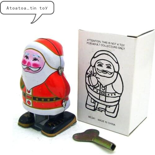 Classic Christmas Robot Tin Wind Up Clockwork Toys Santa Claus Wind-up Tin Toy For Children Adults Educational Collection Gifts