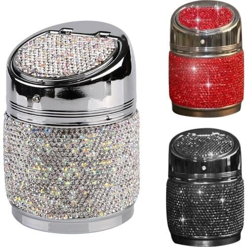 80% HOT SALES！！！New Arrival Cigaretteed Storage Cup Creative Multifunctional with Cover Rhinestone Ashtray Holder for Car