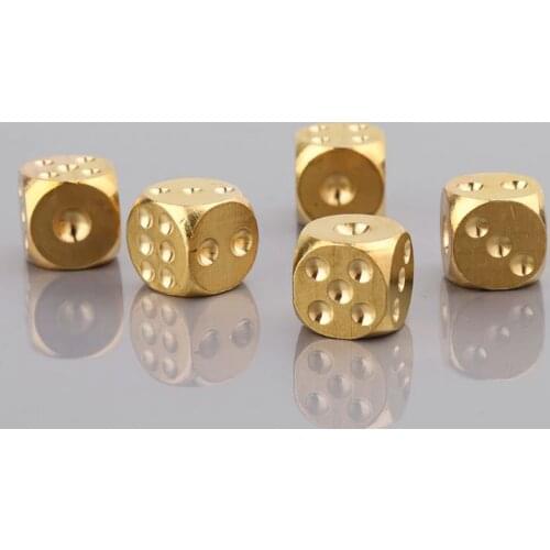 Brass Dices Solid Metal Polyhedral Club Bar Dice Playing Game Tool 15X15X15mm A0KA