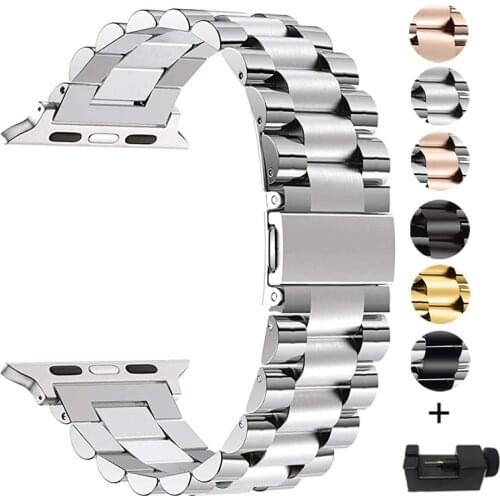 New Metal Band for Apple Watch Strap 6 5 4 SE 44mm 40mm Stainless Steel Bracelet Wristband for iwatch band 3 38mm 42mm Watchband