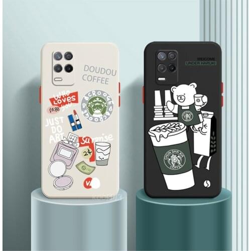 Original Phone Case For Realme 8 7 6 Pro 6S Soft Silicone Flocking Cartoon Pattern Camera Full Protection Cover