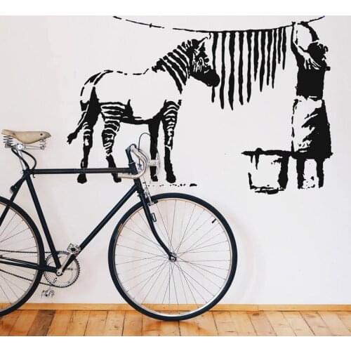 Banksy Wall Decal ZEBRA STRIPES LAUNDRY Street Art Sticker, Urban Wall Art, Vinyl Art Waterproof Murals 2141