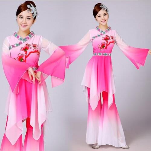 New Fan Dance Clothing Classical Clothes Yangko Dance Costumes National Umbrella clothes for adult Chinese Folk Dance