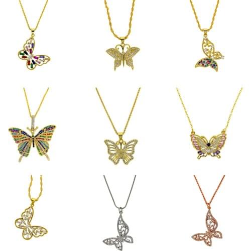 2pcs Korean Fashion Cute Butterfly Women Pendant Necklace Golden Color Statement Necklace Jewelry Gift Wholesale Dropshipping
