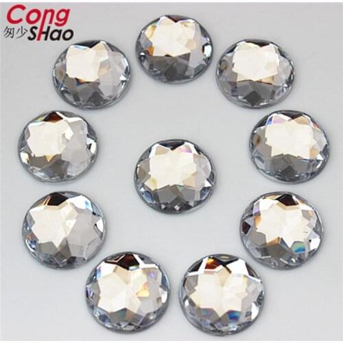 Cong Shao 8/10/12/14/16/18/20/22mm Clear Flatback Acrylic Round Rhinestone Stones And Crystals Costume Craft Accessories WC492