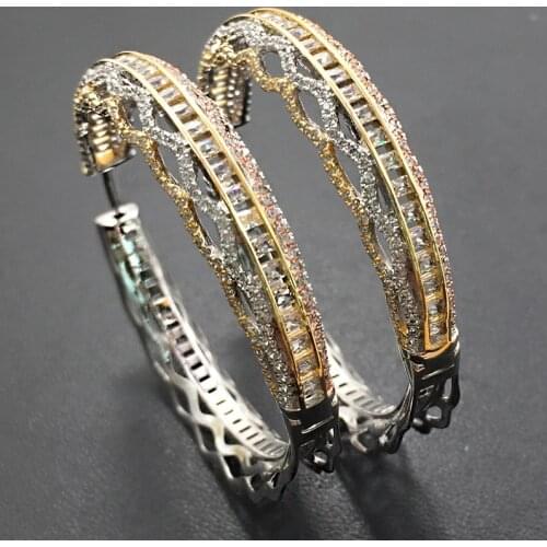 Lanyika Fashion Jewelry Artistic Shiny Luxury Big Ear Loops Micro Plated Wedding Engagement Elegant Earrings Daily Best Gift