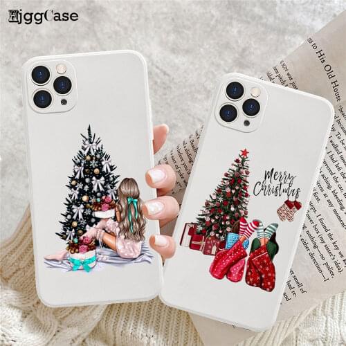 Merry Christmas White Soft Phone Case For iPhone 11 12 Pro Max XR XS 12mini 8 6 7 Plus Santa Claus Christmas Tree Elk Cover
