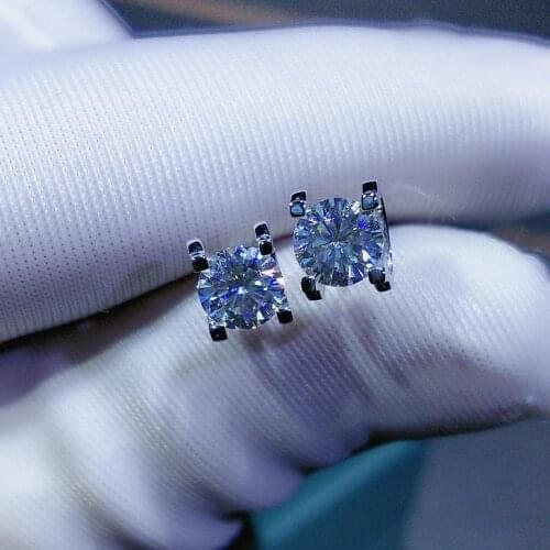 Silver 925 Original 0.5 Carat D Color Best Quality Moissanite Earrings Brilliant Cut Diamond Test Past Cow Head Stud Earrings