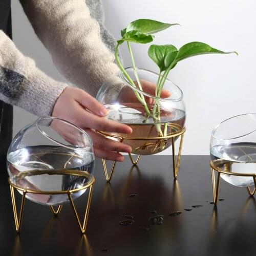 Nordic Decoration Home Glass Flower Pots Decorative Terrarium Bathroom Decoration Accessories Flower Vase Living Room Decoration