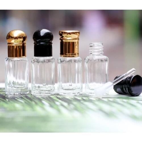 3ML Gold Flat Cap Glass Drip Stick Essential Oil Bottle 10PCS/LOT