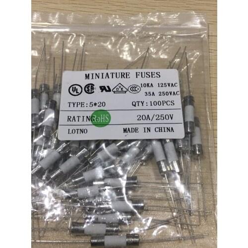 Taiwan ceramic safety pipe MINIATURE FUSE 20A 250V 5*20mm original and hi quality