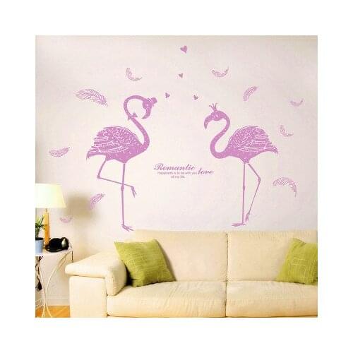 High Quality Carving Lover Flamingo Home Decal Wall Sticker Wedding Room Home Decoration Wall Decor Still Life Abstract Picture