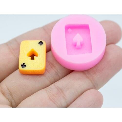 YF187 Poker Silicone Mold Fondant Cupcake Topper Fondant Candy Resin Jewelry Making Pendant Clay