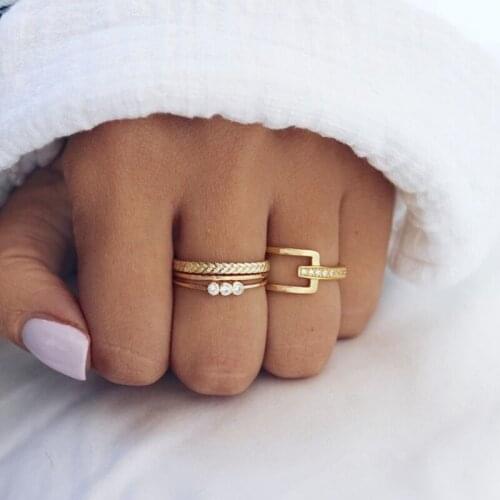 YWZIXLN Boho Women Rings Set Crystal Hand Decor Ring Vintage Gold Color Midi Ring Set Charm Lady Lover Gift Wholesale J026