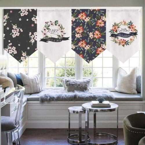 Nordic Flower Triangle Short Chain Dining Room Living Room Partition Curtain Home Decorative Curtain Kitchen Door Curtain