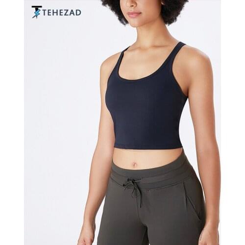 TEHEZAD Women Sport Yoga Bra Push Up Running Workout Fitness Top Large Size Underwear Gym Clothing Female Tank Ladies Camis