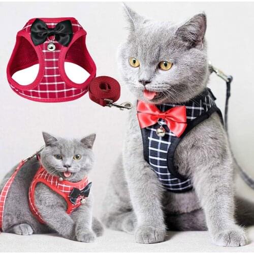 Dog Cat Adjustable Harness Vest Walking Lead Leash Small Pet Dog Harness For Walking Dogs And Cat Chest Strap Proof Soft Cat Ves