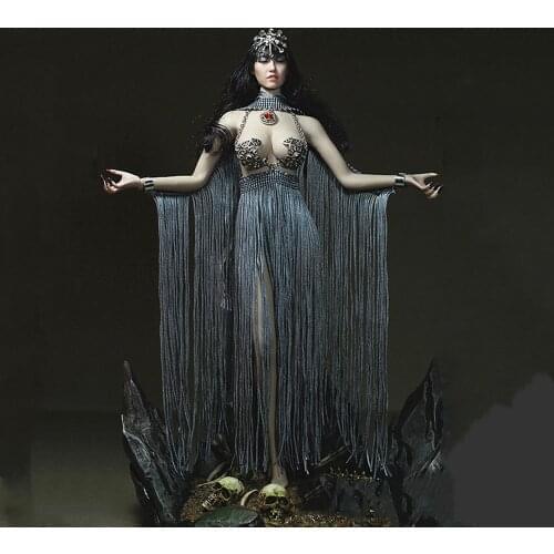 1/6 Metal Big Chest Bra&Fringed Skirt Gemstone Shawl Clothing for 12" Phicen Tbleague JIAOUL Action Figure Goddess of the earth