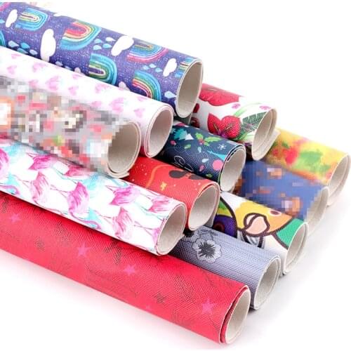 Faux Leather Sheets One Random Piece Popular Pattern Printed Synthetic Leather DIY Bows Supplies Handmade Crafts 22*30 cm 1 pc