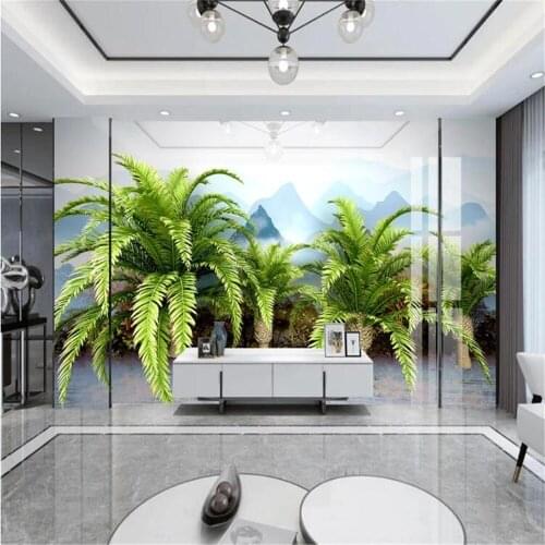 Milofi custom 3D wallpaper mural tropical plant green coconut tree background wall photo decorative painting