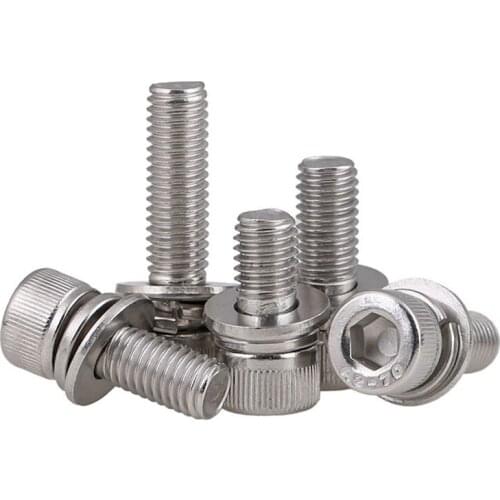 5pcs M2.5 - M8 Bolts Spring Flat Washer Kit Cap Hex Socket Screws A2 Stainless Steel