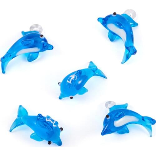 5pcs Dolphin Handmade Lampwork Pendants for diy Jewelry Making Necklace Earrings Findings Accessories Dodger Blue