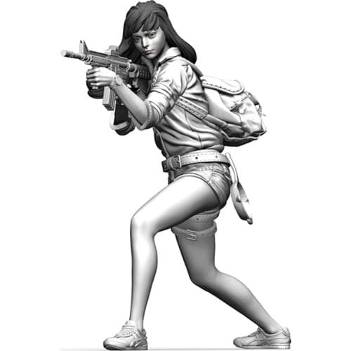 AK Female Gunner Soldier Resin Figure 1/35 Scale Model Kit Assembly Model Figure Resin Kit Colorless Self-Assembled Toy
