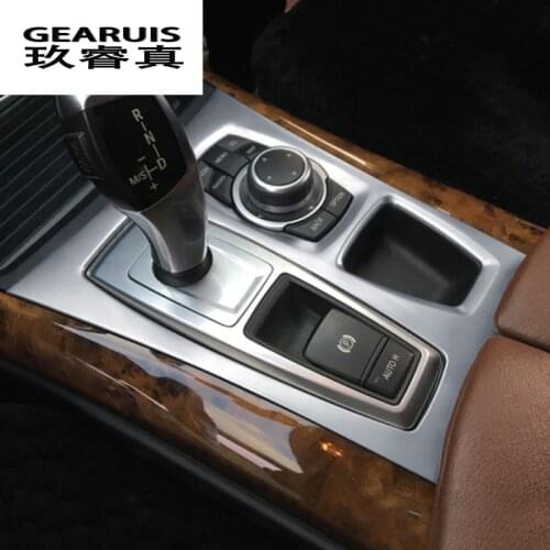 Car Styling Center Console Gear Shift Panel decoration frame cover Stickers trim for BMW X5 E70 X6 E71 Interior Auto Accessories