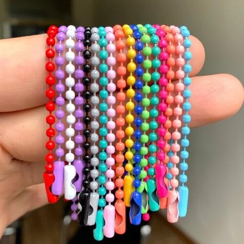 20pcs/lot 2.4MM Ball Bead Chains Fits Key Chain/Dolls/Label Hand Tag Connector For DIY Bracelet Jewelry Making Accessorise 12cm