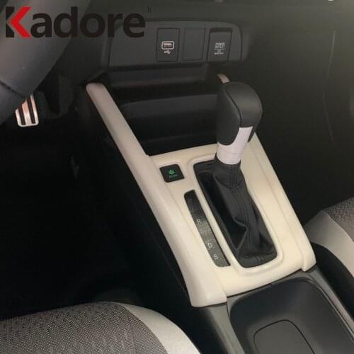 For Honda Jazz 2020 2021 Carbon Fiber Car Interior Gear Shift Panel Cover Trim Decoration Frame Trims Stickers Accessories LHD