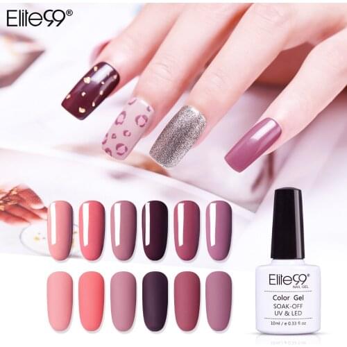 Elite99 Nail Art Manicure Brick Red Gel Polish Pure Color Soak Off Permanent Gel UV LED Lamp Nail Varnish Primer Gel Polish 10ML