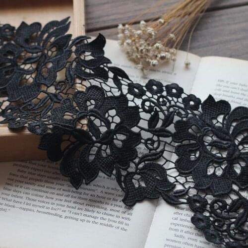 Free shipping 12cm wide-5yards/lot Black Venice Lace, Embroidered Lace Trim, Elegent Trim Lace, Wedding Fabric Lace