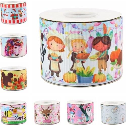 HSD Ribbon free shipping 3" 75mm heat transfer printed Denim fabric series Grosgrain Ribbon 50Yards per Roll