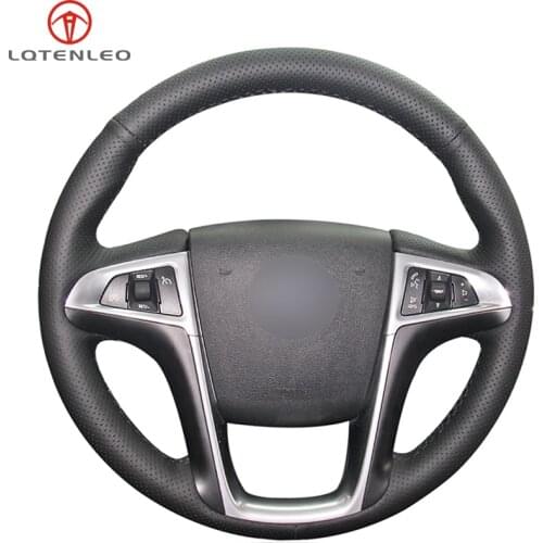 LQTENLEO Black Gneuine Leather Steering Wheel Cover For Buick Lacrosse 2010-2013 Regal 2011-2013 Chevrolet Equinox 2010-2016