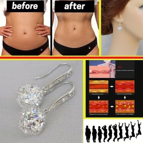 Magnetic Princess Moissanite Weight Loss Crystal Drop Earrings 925 Standard Silver Fast Lose Weight Keep Slim Earring