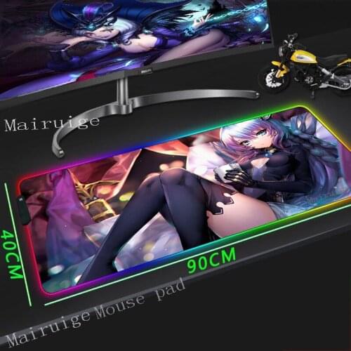 Mairuige Anime Black Stockings Temptation Girl HD Large Game RGB Mouse Pad Lock-edge Computer Desk Mat Non-slip Rubber Stripe