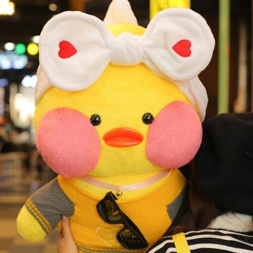 Kawaii 80cm Cartoon Cute Cafe Duck Plush Toy Big Sale Stuffed Soft Duck Doll Animal Pillow Birthday Gift for Kids Children