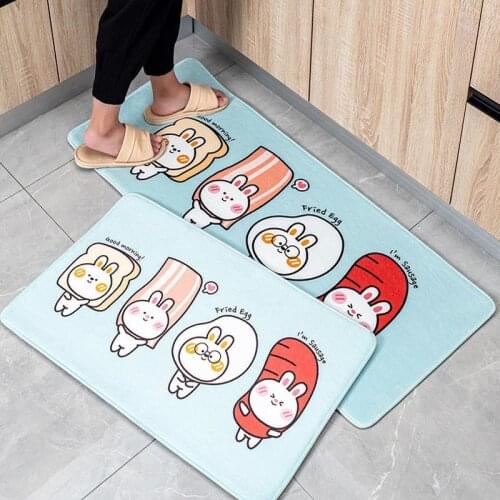 Cartoon Animal Kitchen Floor Mat Waterproof PVC Leather Foot Mat Household Long Non-slip Mat Anti-fatigue Kitchen Rug
