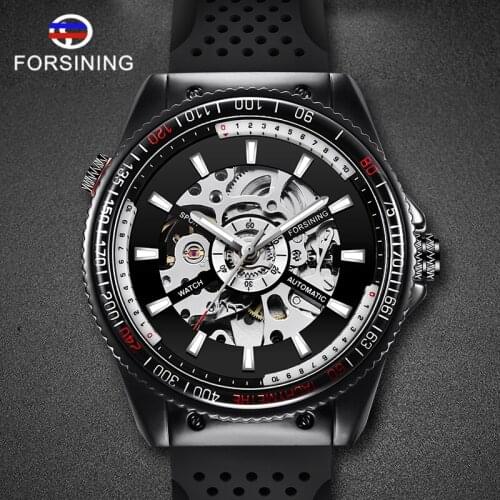 FORSINING Royal Waterproof Mens Mechanical Watches Rubber Strap Top Brand Luxury Skeleton Automatic Wristwatch Male