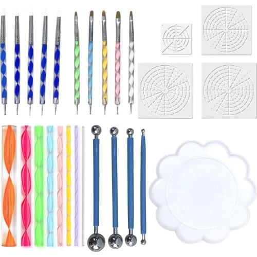 27pcs Mandala Dotting Tools Set Dotting Tools Stencil Embossing Pen Paint Tray Ball Stylus for Craft Drawing DIY Wall Art Craft