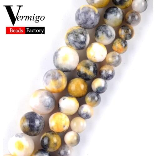 Natural Yellow Persian Jades Loose Spacer Beads for Jewelry Making Diy Womem Necklace Bangle Pendant Wholesale 6mm-10mm 15"