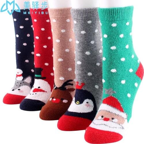 12 Pairs Per Set Winter Christmas Wool Socks Thickened Warm Elk Holiday Socks Hot Selling Soft Wool Socks