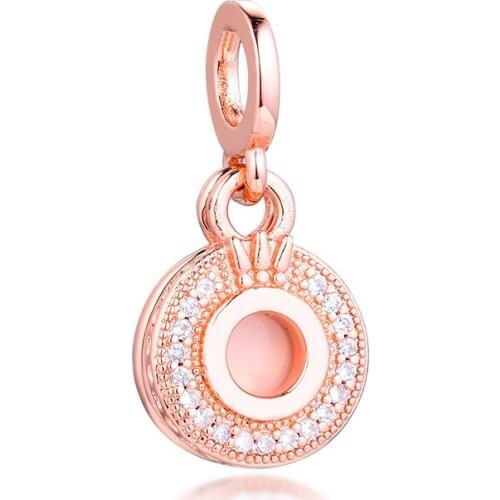 Fits for Pandora Beads Bracelets Sparkling Pave Crown O Dangle Charms 100% 925 Sterling Silver Jewelry Free Shipping