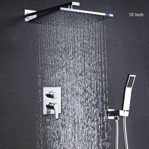 Complete Shower Set 10 Inch Air Pressured Showerhead Saving Water Rain Shower Hot and Cold Bath Control Diverter