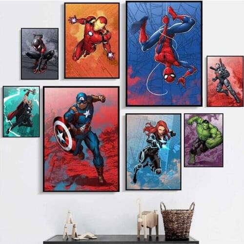 Marvel Superhero Avengers Movie Poster Captain America Spider-Man Iron Man Canvas Wall Art Home Decoration Birthday Gift Toys