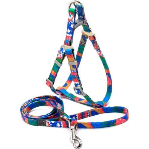 Dog Leashes New Bohemia Print Pet Dogs Harness Set Canvas Adjustable Size Small And Medium Dog Pitbull Leash Supplies For Dog