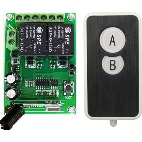 DC24V 2CH RF Wireless Remote Control Lighting Switch System transmitter Receiver 2CH Relay Smart Home Garage Door/lamp/ window