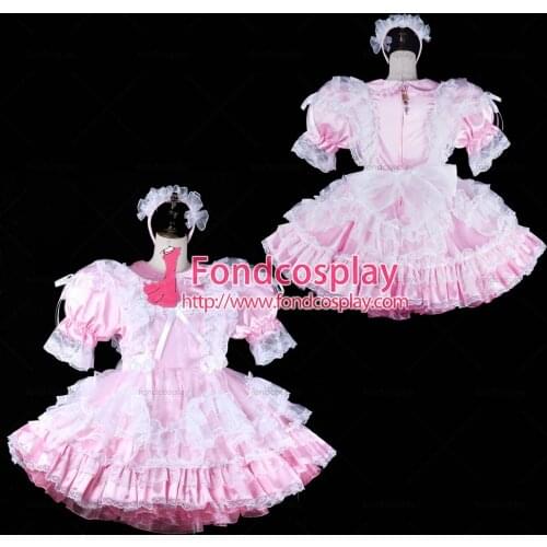 Sissy maid satin dress lockable Uniform cosplay costume Tailor-made[G2314]