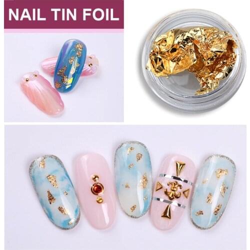Silvery & golden nail art beauty tin foil soft flake nail tattoo decoration decal 3 color available